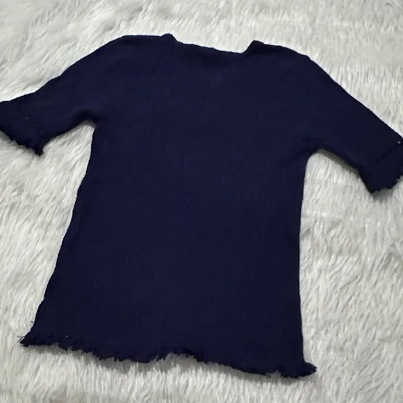 Two bees cashmere Blue knit Textured Top - Picture 5 of 7